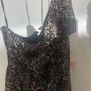 Silk top off the shoulder,linen wide bottom pants